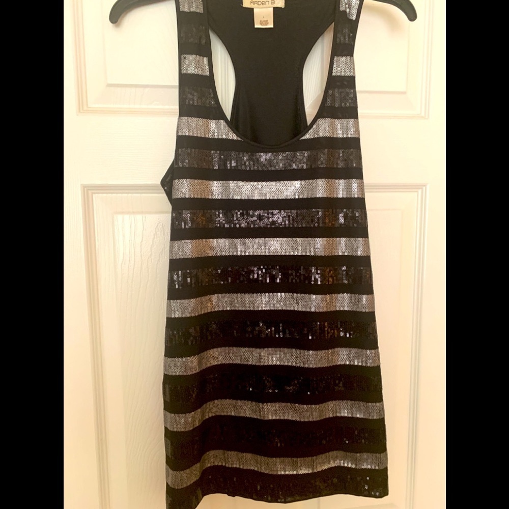 Arden B Sequin Racerback Tank Sz L
